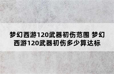 梦幻西游120武器初伤范围 梦幻西游120武器初伤多少算达标